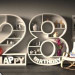 Kostenlose Geburtstagskarte Happy Birthday mit Spruch zum 28. Geburtstag