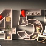 Kostenlose Geburtstagskarte Happy Birthday mit Spruch zum 45. Geburtstag