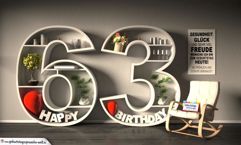 Happy Birthday MöbelMotiv mit Jahreszahl und Geburtstagsspruch