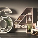 Kostenlose Geburtstagskarte Happy Birthday mit Spruch zum 64. Geburtstag