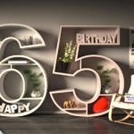 Kostenlose Geburtstagskarte Happy Birthday mit Spruch zum 65. Geburtstag