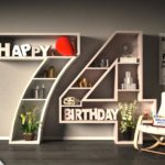 Kostenlose Geburtstagskarte Happy Birthday mit Spruch zum 74. Geburtstag