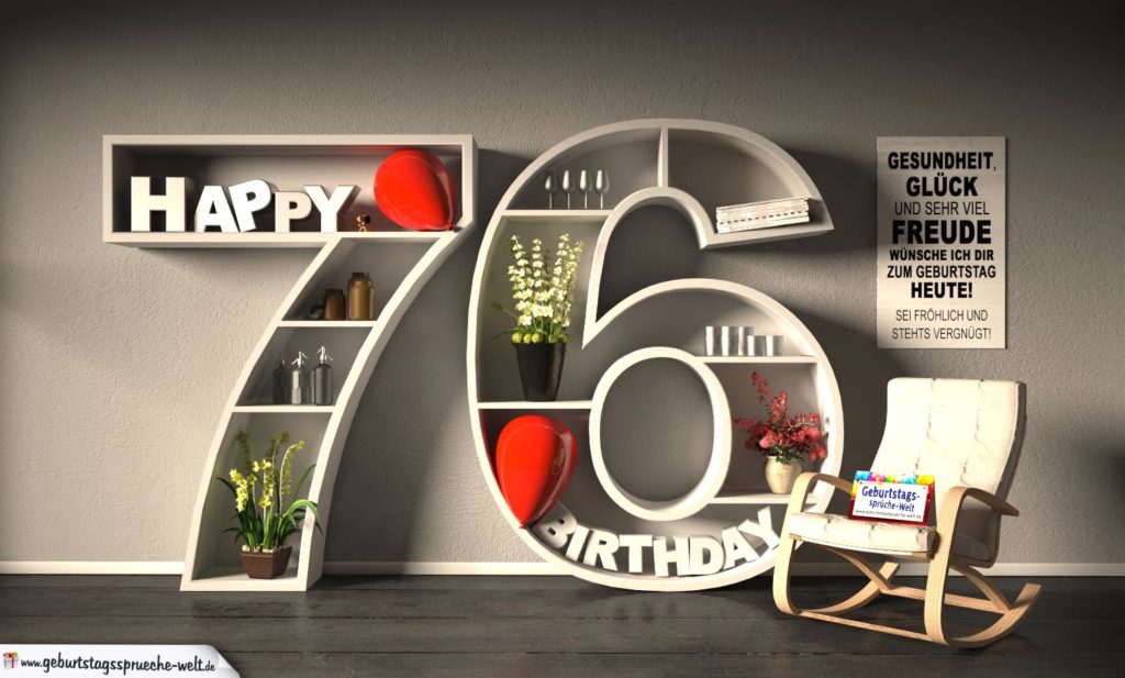 Happy Birthday MöbelMotiv mit Jahreszahl und Geburtstagsspruch