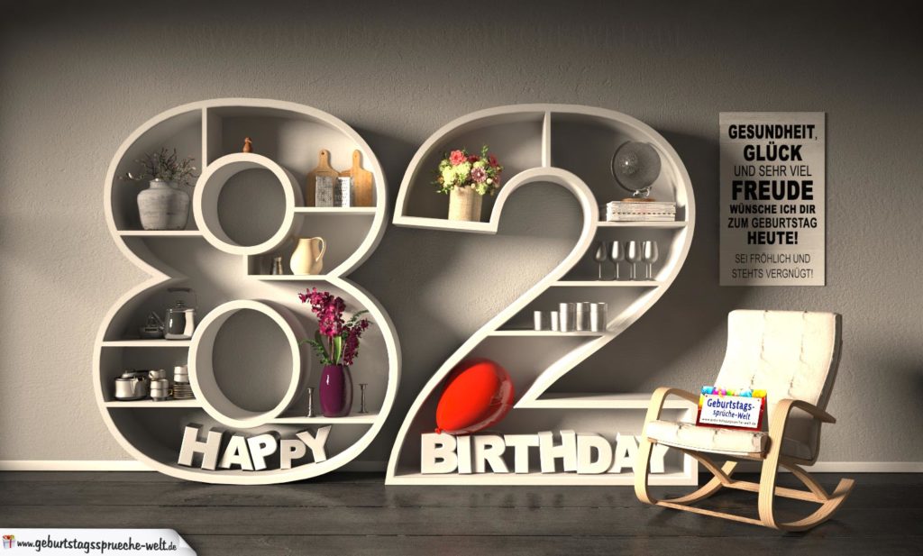 Happy Birthday MöbelMotiv mit Jahreszahl und Geburtstagsspruch
