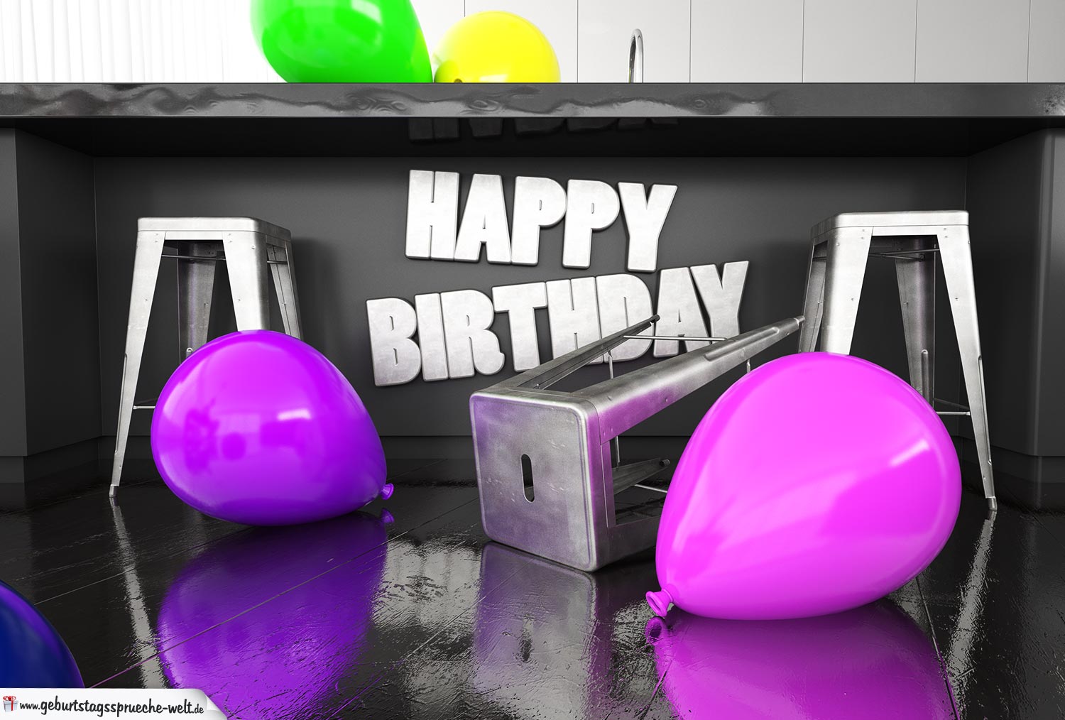 Happy Birthday Karte kostenlos - In der Küche Geburtstag feiern